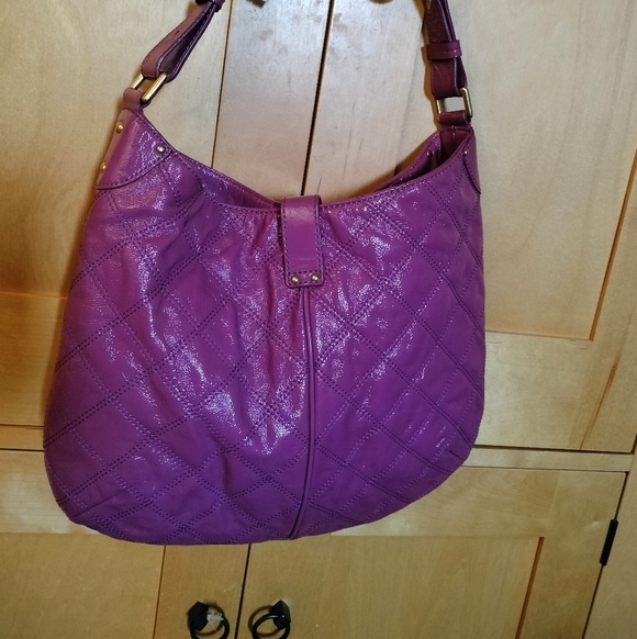 Purple Quilted Women's Bag J Crew 100% Leather.. Gorgeous Purple Color - Picture 3 of 6